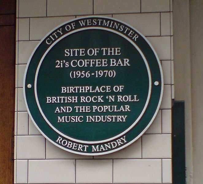 Plaque indicating the site of the 2i's coffee bar